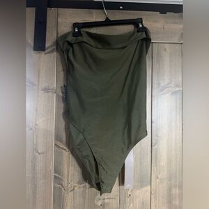 Missguided Olive Green Strapless Bodysuit – Size (M)